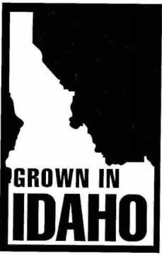 Mark consisting of a rectangle containing the outline of the state of Idaho and the words GROWN IN IDAHO.
