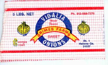 Specimen consisting of the wrapper for a bag of onions bearing the VIDALIA mark