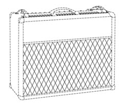 A mark drawing showing a mark consisting of a repeating diamond pattern appearing on the cloth speaker grill of a musical instrument amplifier. 