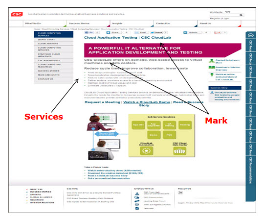 Screenshot of CSC Cloudlab webpage advertising computer services.