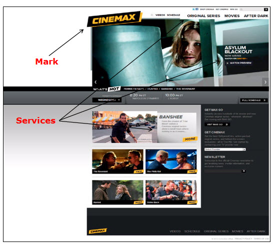 Screenshot of Cinemax webpage advertising various television programs.
