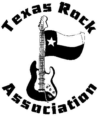 Texas flag and guitar with words "Texas Rock Association"