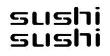 Design comprising the words ‘sushi sushi’ represented in stylized font.