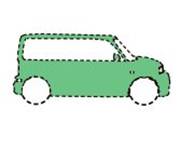 Design comprising the color green shown on a vehicle outlined in broken lines.