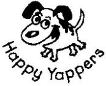 Design comprising a dog with the wording 'Happy Yappers' represented in stylized font underneath.