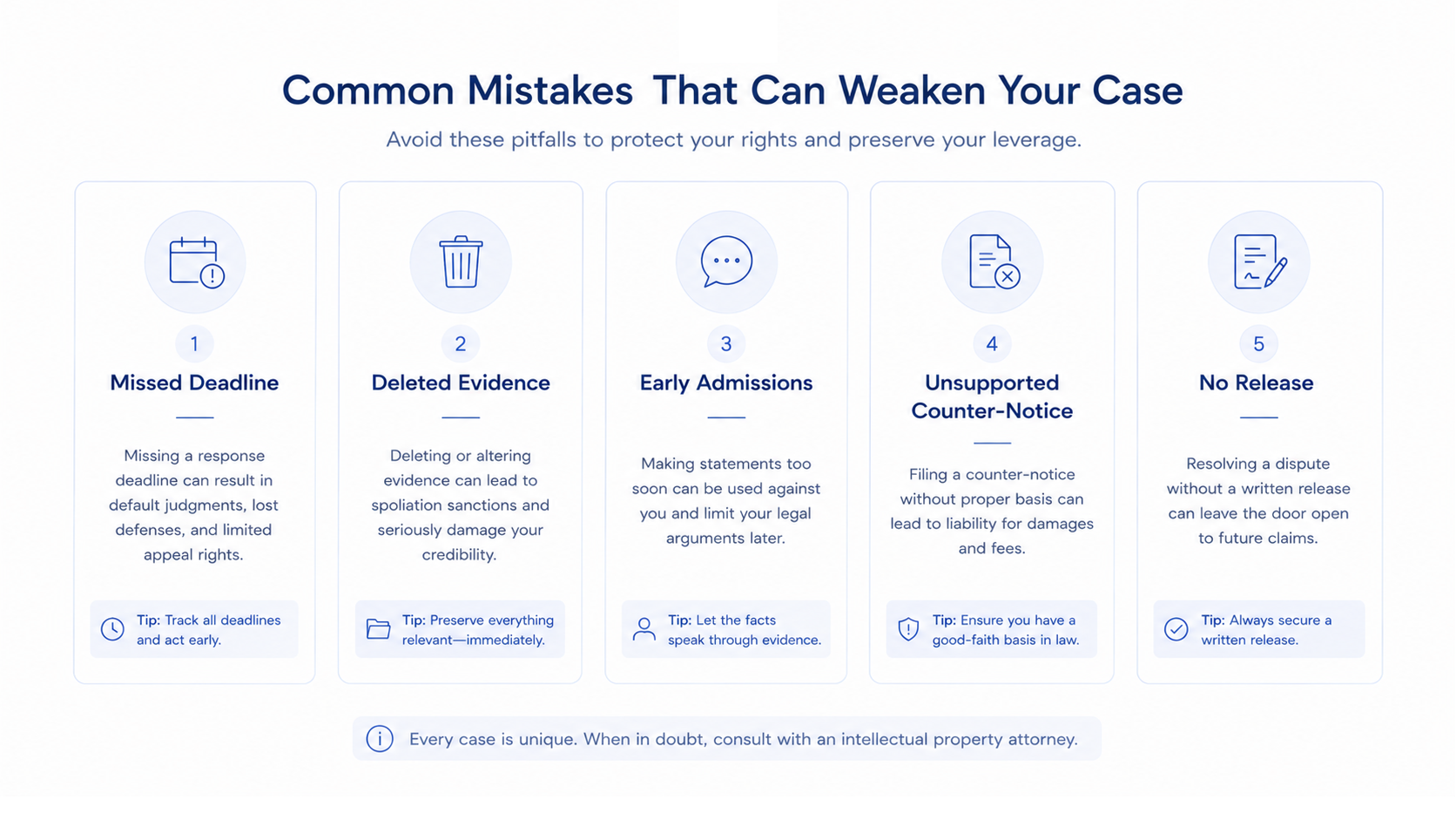 Common mistakes that can weaken a copyright violation notice response